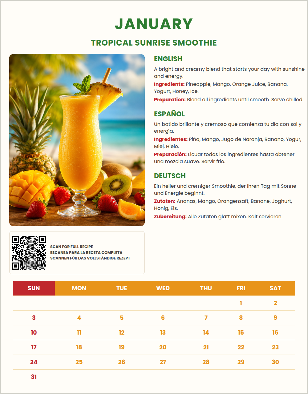 JU-MA® 2027 International Recipe Calendar – Corporate Wellness Offer